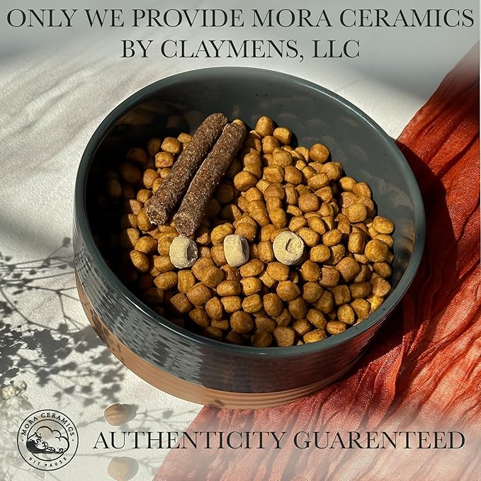 Mora Ceramic Pet Bowl Size Medium - Food/Water Dish for Large Puppies, Cats, Retrievers, Medium Sized Dogs, ect. 28oz or 4 Cups - Basic Bowls for Your Dog or Cat, Mix and Match for a Set - Charcoal