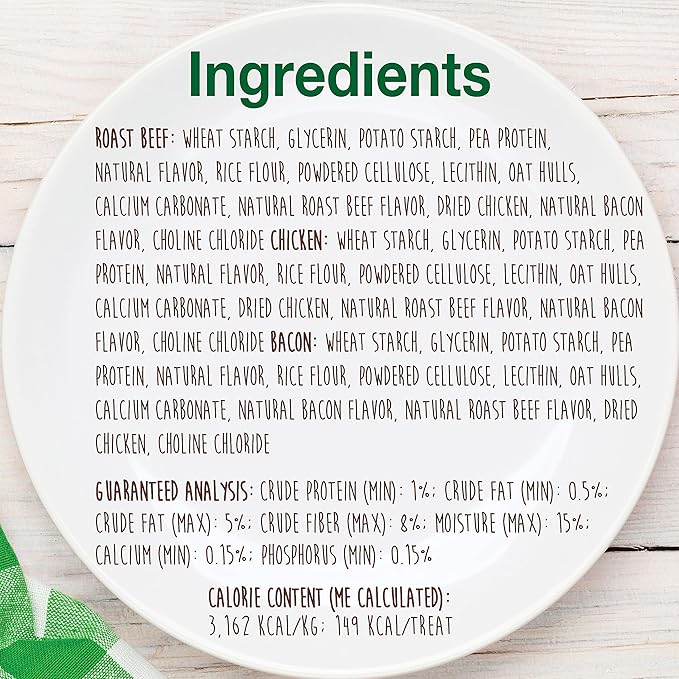 Nylabone Healthy Edibles Natural Dog Chews Long Lasting Roast Beef, Chicken & Bacon Flavor Treats for Dogs, Small/Regular (3 Count)