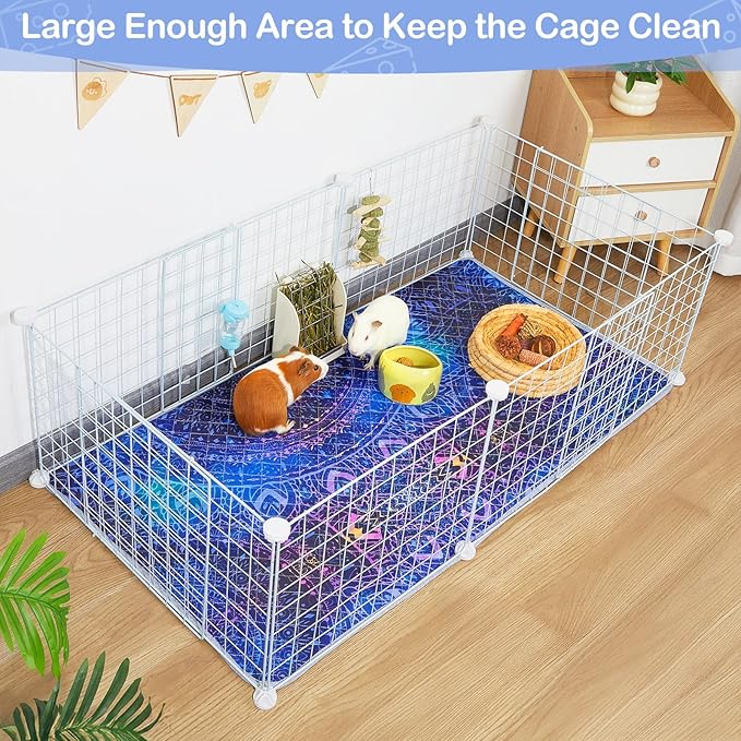 2 Pack Guinea Pig Bedding, Washable Guinea Pig Cage Liner Reusable Guinea Pig Mat Waterproof Guinea Pig Bedding for Cage, Super Absorbant Guinea Pig Pee Pads for Small Animals Hamster Rabbit Squirrel