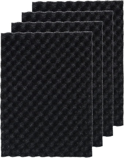 4 Pack Aquarium Filter Media Bio Sponge Pad 16 x 12 x 1 inch, Fish Pond Foam Filter 20/30/40 PPI (Black 30ppi 4pack)