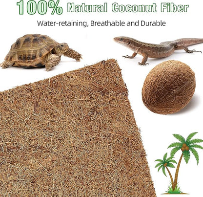 ZeeDix 10 Pcs Reptile Carpet, 12X12 inch Natural Coconut Fiber Liner Mat Flooring Accessories for Reptile Tank - Bearded Dragon Tortoise Lizard Turtle Snake Leopard Gecko Substrate Bedding