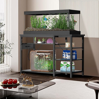 20-40 Gallon Fish Tank Stand: Heavy Duty Aquarium Stand with Power Outlets and Cabinet for Fish Tank Accessories Storage - Metal Frame, 1000LBS Capacity, Suitable for Fish & Reptile Terrariums