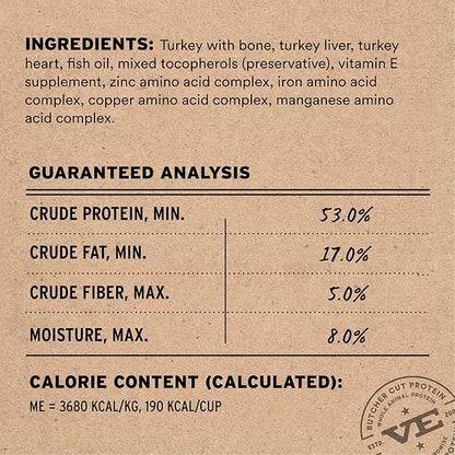 Vital Essentials Freeze-Dried Raw Turkey Meal or Mixer Dog Food Crunchy Mini Nibs, 14 oz