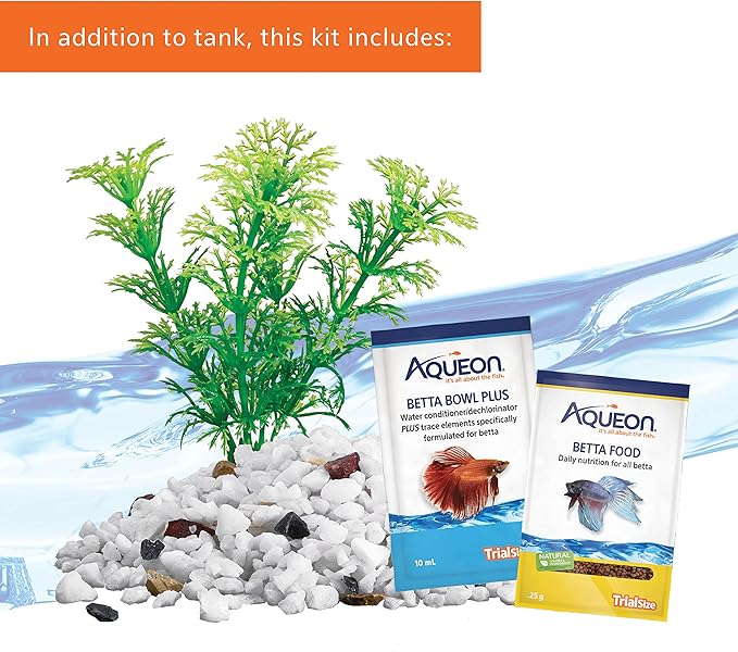 Aqueon Betta Puzzle Aquarium Fish Tank Kit, Blue, Half Gallon