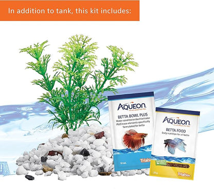 Aqueon Betta Puzzle Aquarium Fish Tank Kit, Blue, Half Gallon