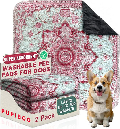 Washable Pee Pads for Dogs - Super Absorbent Reusable Puppy Training Pads - 100% Waterproof, Leak-Proof & Non-Slip Whelping Pads for Pet Housebreaking