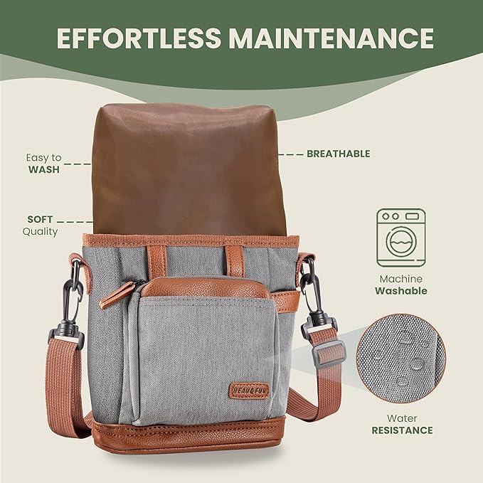 BEAU&FUR Large Dog Treat Pouch with Clicker for Training – 4 Cup Capacity, Built-in Poop Bag Dispenser, Expandable Pocket, Metal Buckle, Large Back Pocket, Ideal Design for Walks and Training – Grey