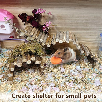 Hamster Bridge19.7x3.9in&9.8x3.9in Hamster Wooden Fence Rat Flexible Bendy Climbing Ladder Cage Accessories Toy for Syrian Gerbil Mouse Rat