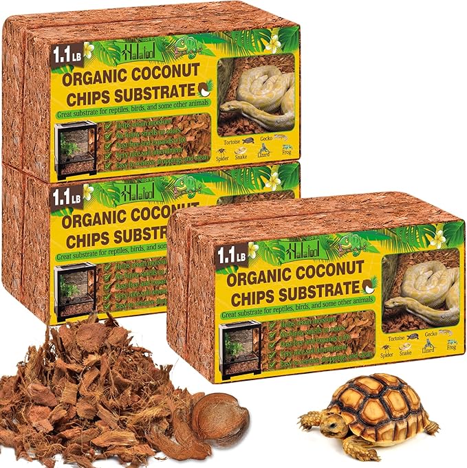 Halatool 6Pack Compressed Coconut Chips Brick Natural Coconut Husk for Reptiles Bedding Coco Coir Chips Terrarium Substrate for Ball Python Frog Snake Gecko Hermit Crab Tortoise