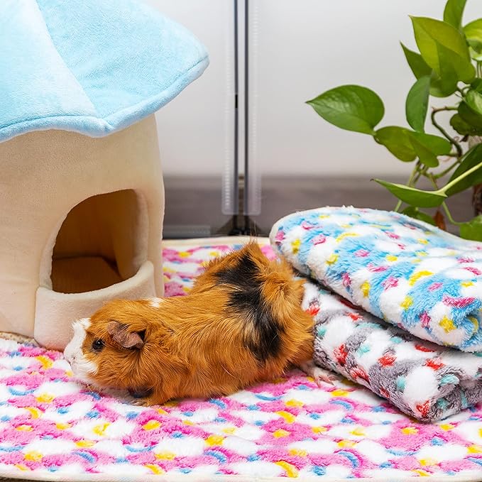CUSOZWO Guinea Pig Bedding Mat - 3 Pack Waterproof Washable Rat Cage Liner Bedding Accessories Soft Fleece Blankets for Rat, Rabbit, Chinchilla, Hedgehog, Ferret, Hamster, Small Animals