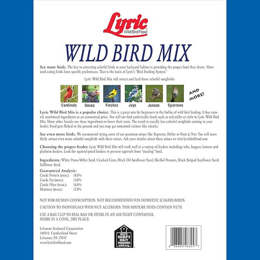Lyric Wild Bird Mix - Wild Bird Food for Outside Feeders - Attracts Doves, Jays and many more - 40 lb. Bag