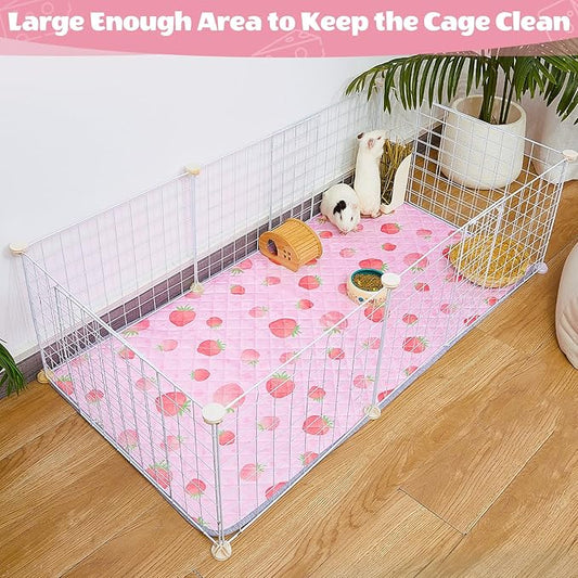 2 Pack Guinea Pig Bedding, Washable Guinea Pig Cage Liner Reusable Guinea Pig Mat Waterproof Guinea Pig Bedding for Cage, Super Absorbant Guinea Pig Pee Pads for Small Animals Hamster Rabbit Squirrel