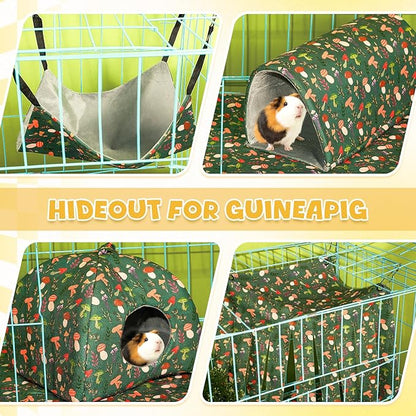 Geelin 8 in 1 Ferret Hammock Set Ferrets Cage Accessories Rat Chinchilla Guinea Pig Hideout Washable Soft Hamster Toys Hanging Tunnels Mats Curtains for Small Animals Pet Bunny Sugar Glider Gifts