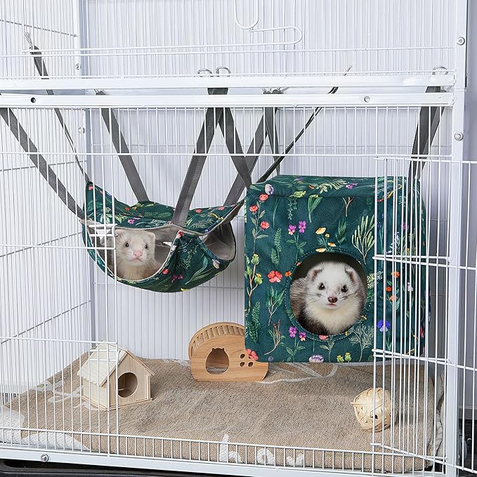 Glittme Ferret Hammock 4 Pack Ferret Cage Accessories Washable Rat Hammock Soft Guinea Pig Hammock for Ferrets, Rat, Sugar Glider, Squirrel