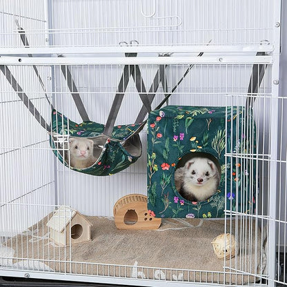 Glittme Ferret Hammock 4 Pack Ferret Cage Accessories Washable Rat Hammock Soft Guinea Pig Hammock for Ferrets, Rat, Sugar Glider, Squirrel