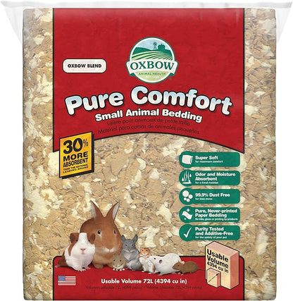 Oxbow Animal Health Pure Comfort Bedding, Rabbit, Hamster, & Guinea Pig Bedding, Bunny Supplies for Litter Box, Pet Safe, Low Dust, Blend, 72 Liter Bag