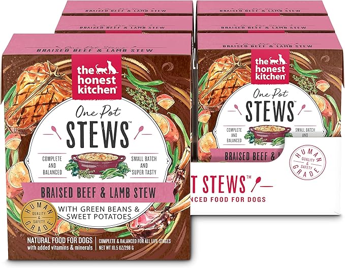 The Honest Kitchen One Pot Stews: Braised Beef & Lamb Stew with Green Beans & Sweet Potatoes Wet Dog Food, 10.5 oz x6