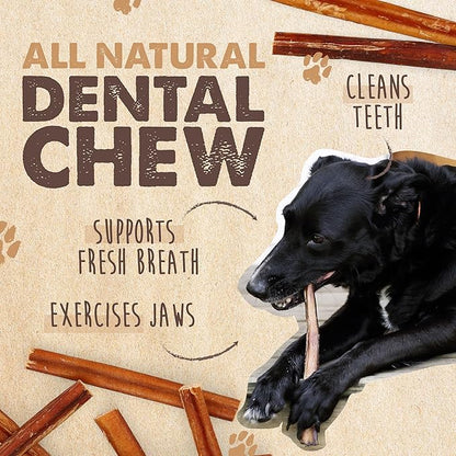Mighty Paw Naturals Bully Sticks for Dogs - Grass Fed Beef Dog Chews. Pets Stick for Large Dogs, Medium and Small Breeds. Lower Odor Bully Treats for Small Pets. Single Ingredient (6" - 25 Pack)