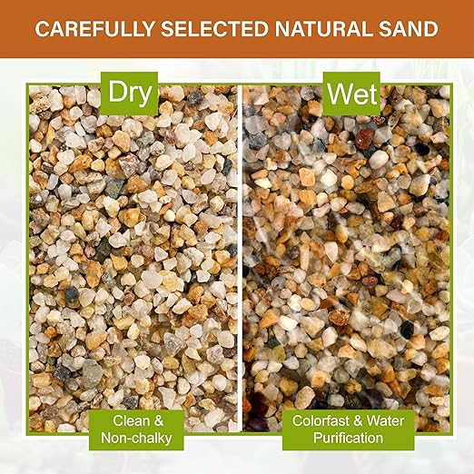 NUPICK 3-5mm Coarse Sand for Plants, 3lb Horticultural Grit for Succulents, Desert Silica Sand for Cactus, Decorative Gravel for Landscaping, Gold Grit for Aquariums, Bonsai, Vases Fillers