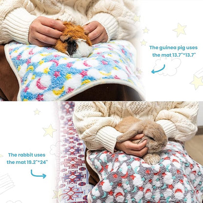 CUSOZWO Guinea Pig Bedding Mat - 3 Pack Waterproof Washable Rat Cage Liner Bedding Accessories Soft Fleece Blankets for Rat, Rabbit, Chinchilla, Hedgehog, Ferret, Hamster, Small Animals
