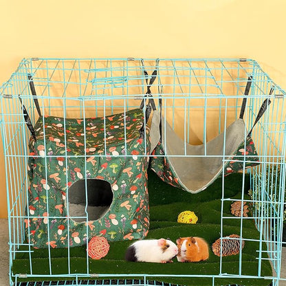 Geelin 8 in 1 Ferret Hammock Set Ferrets Cage Accessories Rat Chinchilla Guinea Pig Hideout Washable Soft Hamster Toys Hanging Tunnels Mats Curtains for Small Animals Pet Bunny Sugar Glider Gifts