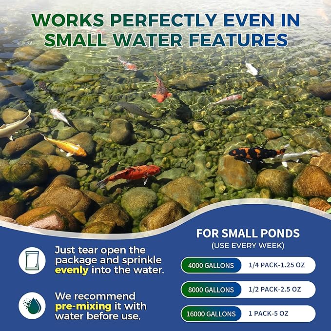 Dr. Raifya's Pond Fresher - 16 Packets - Pond Water Treatment for Outdoor Areas, Long-Lasting Clean Water & Odor with Beneficial Bacteria, Easy to Use, Fish, Pets & Plants Safe