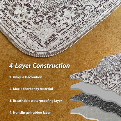 nunubaby Washable Pee Pads for Dogs, Stylish, Non-Slip and Leak-Proof Pee Pads. Reusable Potty Pads for Dogs for Crates and Floors.(Brown/Geo, 48" x48")