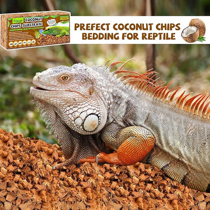 Legigo 2 Pack Coconut Chip Substrate for Reptiles, Natural Coco Husk Chip Reptiles Bedding, Compressed Coconut Chip Substrate for Snake, Tortoise, Ball Python, Gecko, Lizard Terrarium Tanks