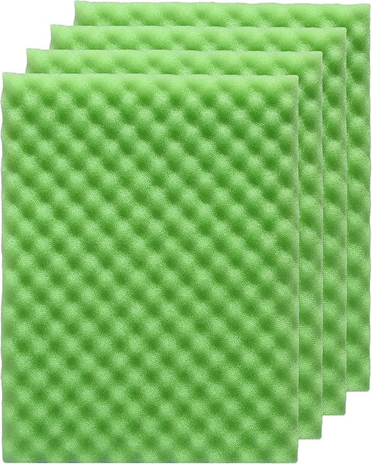 4 Pack Aquarium Filter Media Bio Sponge Pad 16 x 12 x 1 inch, Fish Pond Foam Filter 20/30/40 PPI (Green 40ppi 4pack)