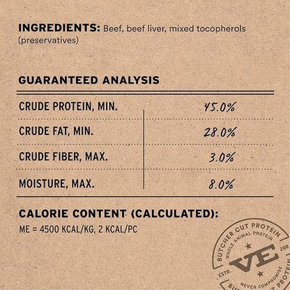 Vital Essentials Beef Bites Dog Treats, 6.2 oz | Freeze-Dried Raw | Single Protein | Premium Quality High Protein Training Treats | Grain Free, Gluten Free, Filler Free