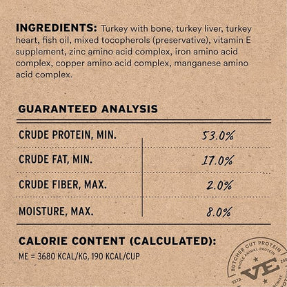 Vital Essentials Freeze-Dried Raw Turkey Meal or Mixer Cat Food Crunchy Nibs, 12 oz