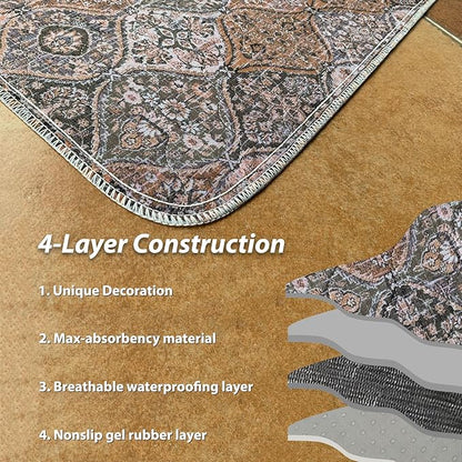 nunubaby Washable Pee Pads for Dogs, Stylish, Non-Slip and Leak-Proof Pee Pads. Reusable Potty Pads for Dogs for Crates and Floors.(Brown/Multi, 36" x36")