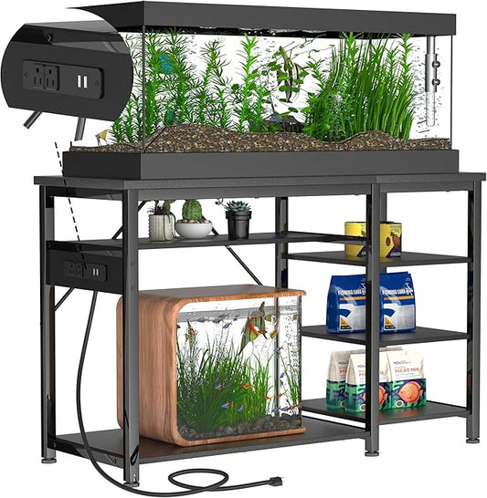 20-40 Gallon Fish Tank Stand: Heavy Duty Aquarium Stand with Power Outlets and Cabinet for Fish Tank Accessories Storage - Metal Frame, 1000LBS Capacity, Suitable for Fish & Reptile Terrariums