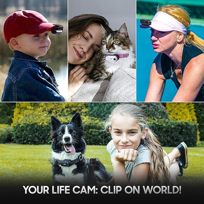 4K UHD Cat& Dog Pet Camera Collar, Video Recorder with Phone App Live View, Outdoor & Indoor POV Action Cam for Kitty and Big Cats(White - Pink Waterproof Collar - S, 64g)