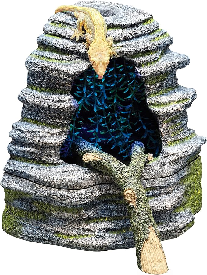 Zilla Spring Cave Décor with Blue LED, Rain Chamber, One Size, ECOM