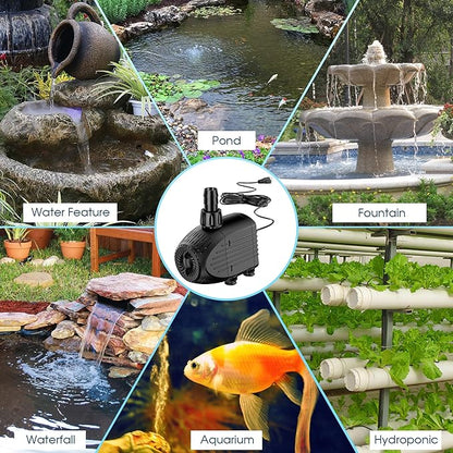 NFESOLAR 880GPH Submersible Pump, 60W Ultra Quiet Submersible Water Pump with Dry Burning Protection 9ft High Lift for Fish Pond, Fountains, Waterfall, Hydroponics, Aquariums KF206