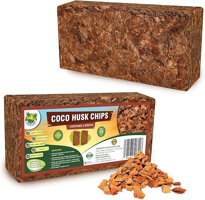 MODELLOR Premium Super Washed, Clean, Coco Chips, 2 Bricks (2.2 lb.) yields 14 Qts. of Loose Chips. Reptile Bedding, Organic, Odor Absorbing, Grow Orchids, Mulch Indoor, Outdoor.