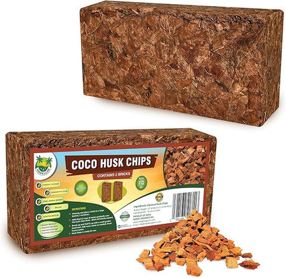 MODELLOR Premium Super Washed, Clean, Coco Chips, 2 Bricks (2.2 lb.) yields 14 Qts. of Loose Chips. Reptile Bedding, Organic, Odor Absorbing, Grow Orchids, Mulch Indoor, Outdoor.