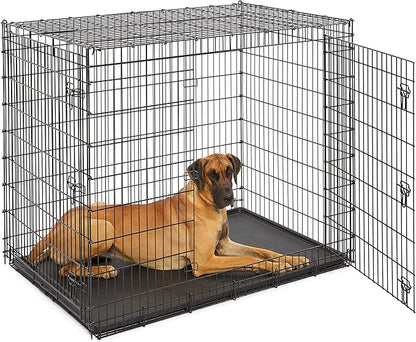 MidWest Homes for Pets Solutions Series XXL Double Door 54-Inch Dog Crate for the Largest Breeds, Sturdy Drop Pin Assembly, Black E-Coated, SL54DD