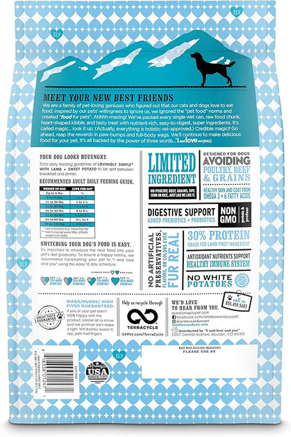 I and love and you Lovingly Simple Dry Dog Food - Lamb + Sweet Potato - Grain Free, Filler Free, Prebiotic + Probiotic 21lb Bag