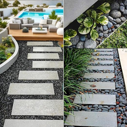 5 lbs Natural Mexican Beach Pebbles, 1-2 Inch Large River Rocks for Plants and Landscaping, Decorative Stone for Fish Tank Aquarium Fountain Garden Paving Walkways Pathways Backyard, Grey