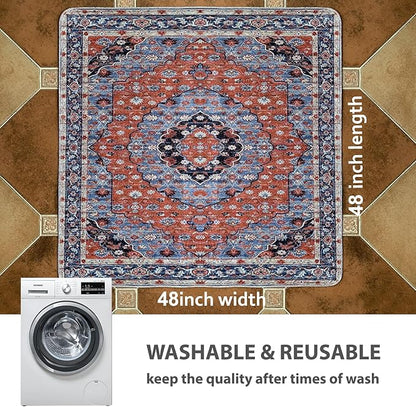 nunubaby Washable Pee Pads for Dogs, Stylish, Non-Slip and Leak-Proof Pee Pads. Reusable Potty Pads for Dogs for Crates and Floors.(Red/Floral, 48" x48")