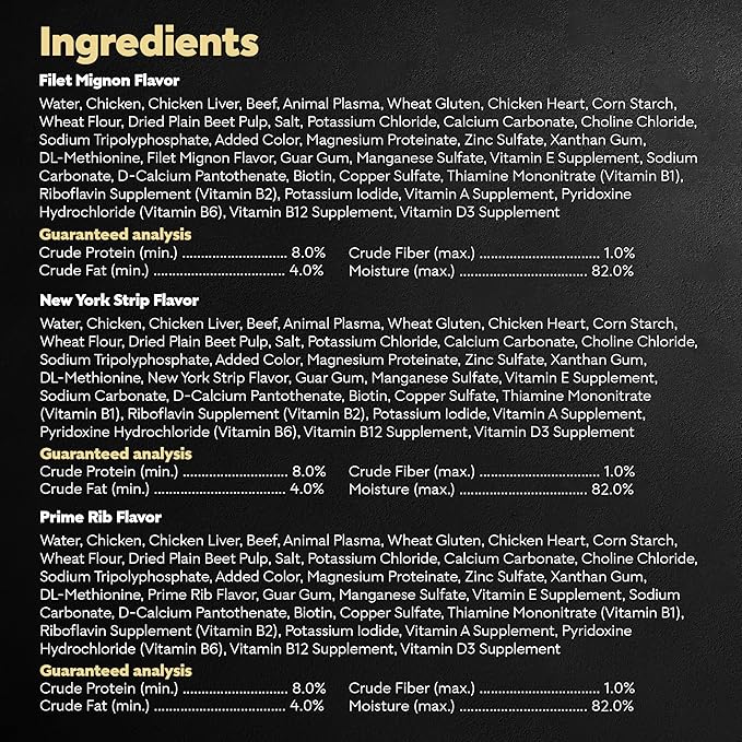 Cesar Filets in Gravy Adult Wet Dog Food, Filet Mignon, New York Strip and Prime Rib Flavors Multipack, 3.5 oz. (24 Count, Pack of 1)