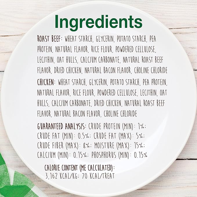 Nylabone Healthy Edibles Natural Dog Chews Long Lasting Chew Treats for Dogs, Roast Beef & Chicken Flavor, X-Small/Petite (48 Count)