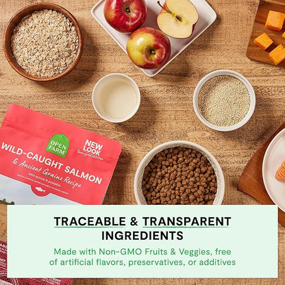 Open Farm, Ancient Grains Dry Dog Food, Protein-Rich & Nutrient Dense, 90% Animal Protein Mixed with Non-GMO Fruits, Veggies and Superfoods, Homestead Turkey Recipe, 22lb Bag