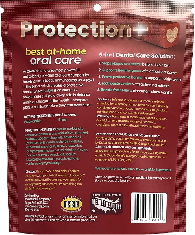 Ark Naturals Protection+ Brushless Toothpaste – Large Breeds, 18oz Bag – Dog Dental Chew with Toothpaste Center – Prevent Plaque & Tartar and Freshen Breath with Dental Chews for Dogs