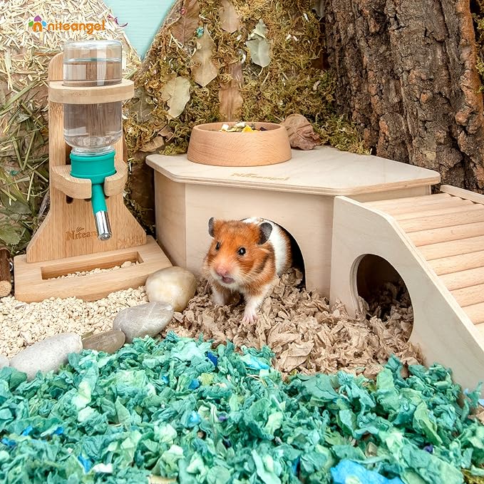 Niteangel Birch Chamber-Maze Hamster Hideout - Small Pets Woodland House Habitats Decor for Hamster Mice Gerbils Mouse