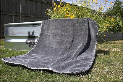 Devil Dog Premium Pet Drying Towel, Ultra-Soft, Highly Absorbent Microfiber Bath Towel for Dogs, Cats, and Other Animals - Gray, Large 24" x 35" 1200GSM 80% 20% Blend