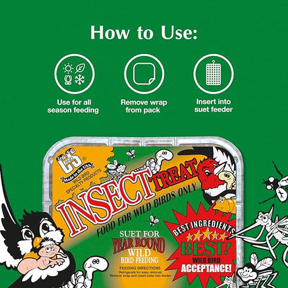 C&S Insect Suet Treat, Suet Cakes for Wild Birds, 11.75 Ounces, Pack of 8