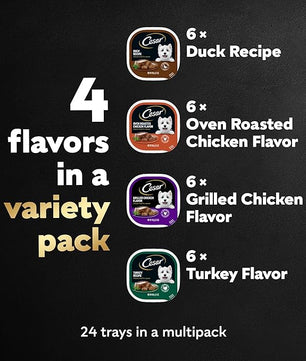 Cesar Wet Dog Food Classic Loaf in Sauce Poultry Variety Pack, 3.5 oz. Easy Peel Trays (24 Count, Pack of 1)